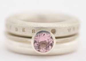 Sabine-Hasselbach-Ring-Silber-3er Kombi-Morganit-rosa-Wunderring-Zwischenring