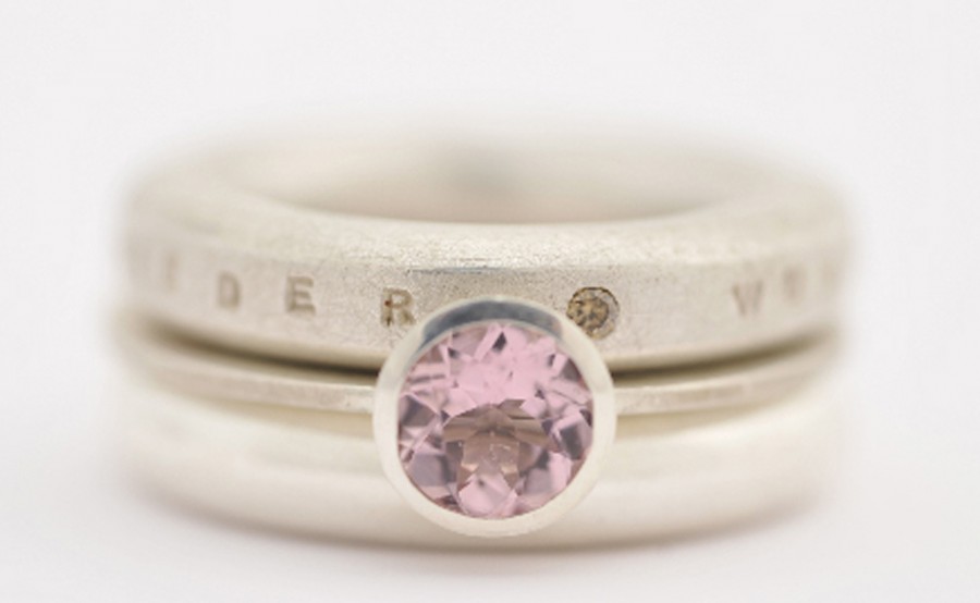 Sabine-Hasselbach-Ring-Silber-3er Kombi-Morganit-rosa-Wunderring-Zwischenring